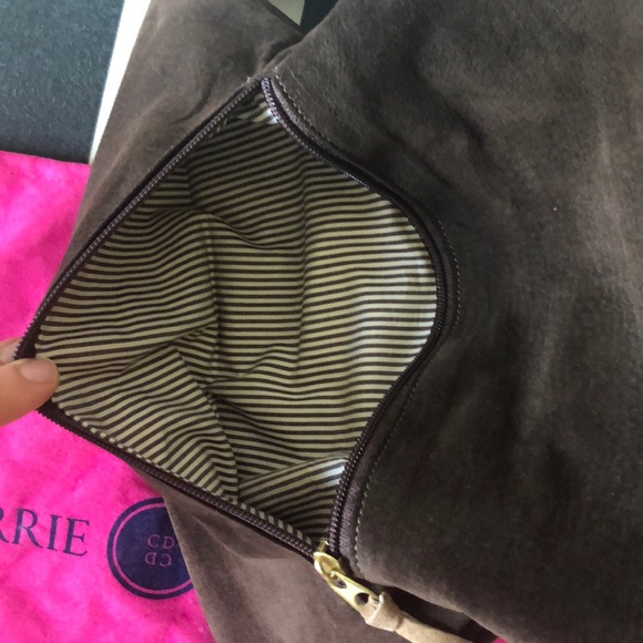 Used once-Carrie Dunham brownSuede foldover clutch - Picture 7 of 9